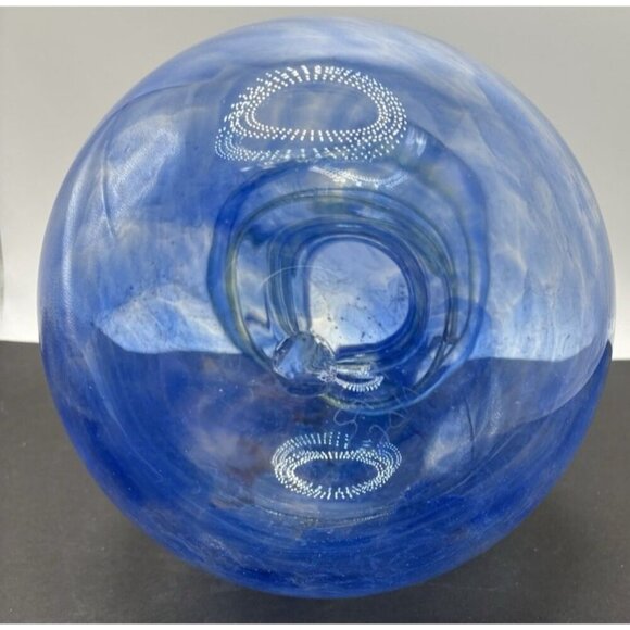 Blenko Spiral Swirl Vase Marbled Blue/Clear and Gold Swirl on neck - Picture 3 of 7